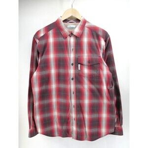 Columbia Medium‎ Plaid Red Button up Shirt Long Sleeve Mens
